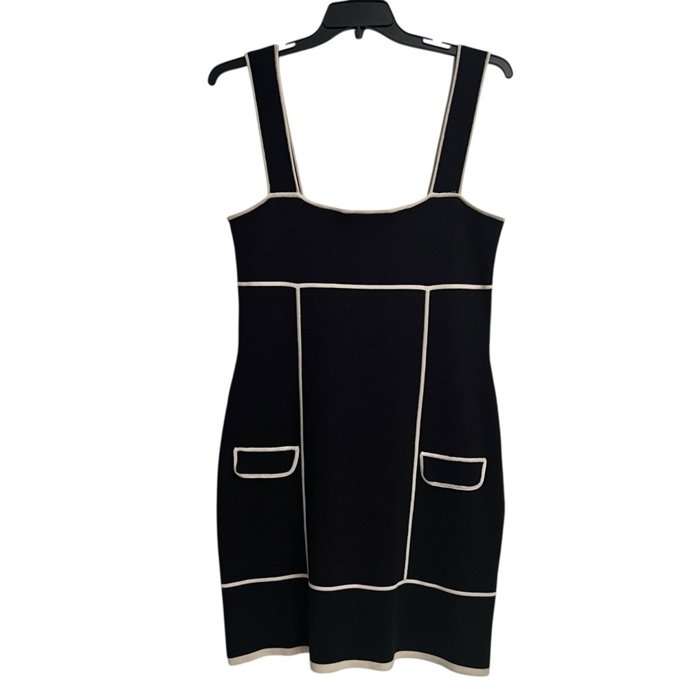 Diane Von Furstenberg Vintage 90’s Y2K Black White Knit Bodycon Dress Large NWT - Picture 2 of 6